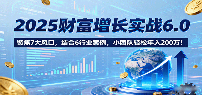 2025财富增长实战6.0，聚焦7大风口，结合6行业案例，小团队轻松年入200万！-紫橙资源网
