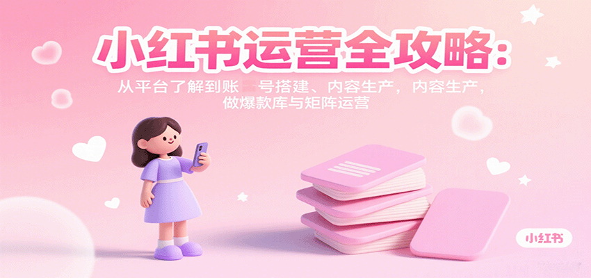 小红书运营全攻略：从平台了解到账号搭建、内容生产，做爆款库与矩阵运营-紫橙资源网