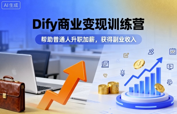 Dify商业变现训练营,帮助普通人升职加薪,获得副业收入-紫橙资源网