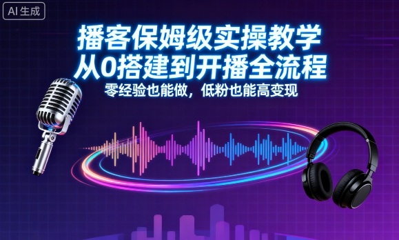 播客保姆级实操教学,从0搭建到开播全流程,零经验也能做,低粉也能高变现-紫橙资源网