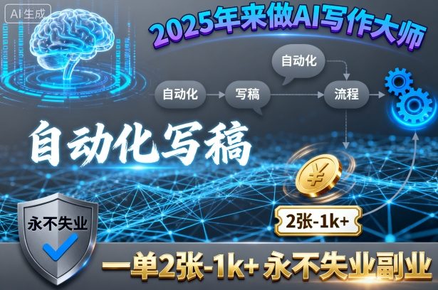 2025年来做AI写作大师，自动化写稿，一单2张-1k+，永不失业副业-紫橙资源网