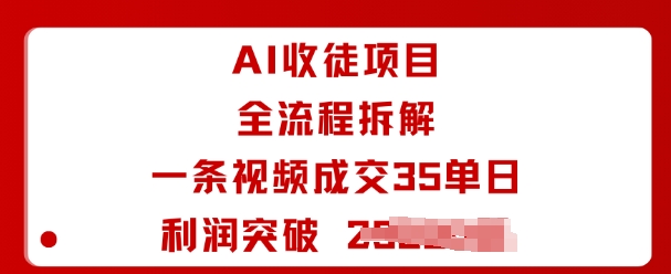 AI收徒项目全流程拆解一条视频成交35单日利润突破1k+-紫橙资源网