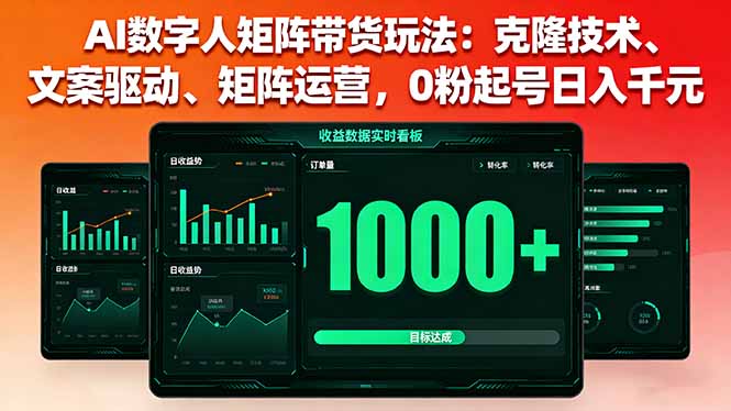 AI数字人矩阵带货玩法:克隆技术、文案驱动、矩阵运营,0粉起号日入千元-紫橙资源网