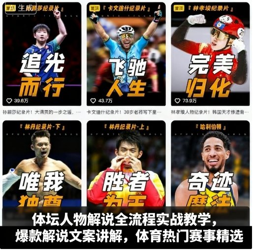 体坛人物解说全流程实战教学,爆款解说文案讲解,体育热门赛事精选-紫橙资源网