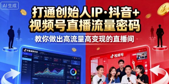 25年直播9-10两期线下课，打通创始人IP，抖音+视频号直播流量密码，教你做出高流量高变现的直播间-紫橙资源网
