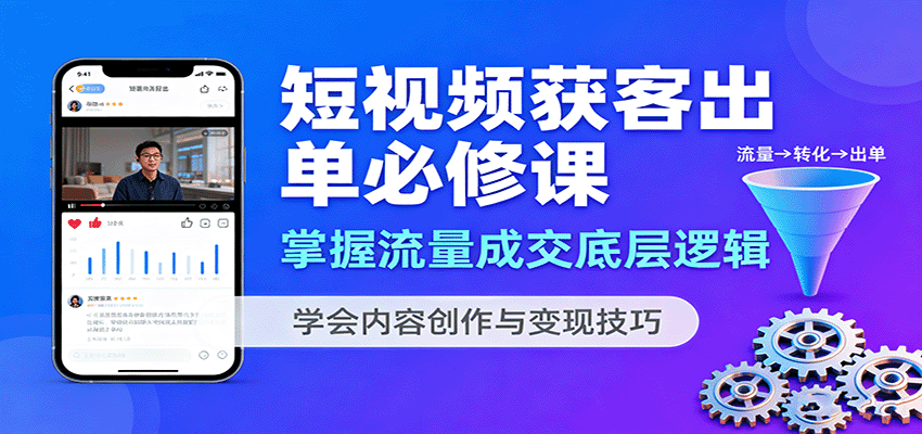 短视频获客出单必修课：掌握流量成交底层逻辑，学会内容创作与变现技巧-紫橙资源网