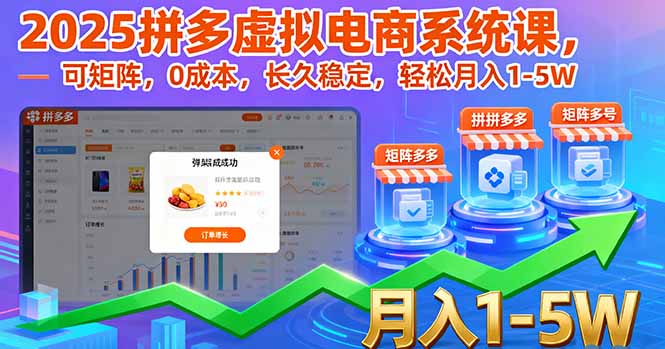 2025拼多多虚拟电商系统课，可矩阵，0成本，长久稳定，轻松月入1-5W-紫橙资源网