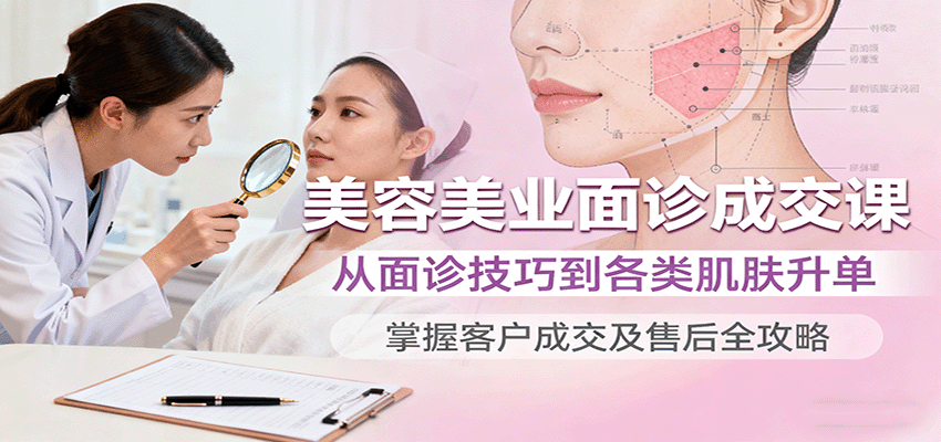 美容美业面诊成交课，从面诊技巧到各类肌肤升单，掌握客户成交及售后全攻略-紫橙资源网