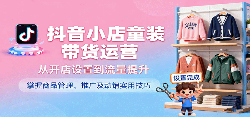 抖音小店童装带货运营,从开店设置到流量提升,掌握商品管理、推广及动销实用技巧-紫橙资源网
