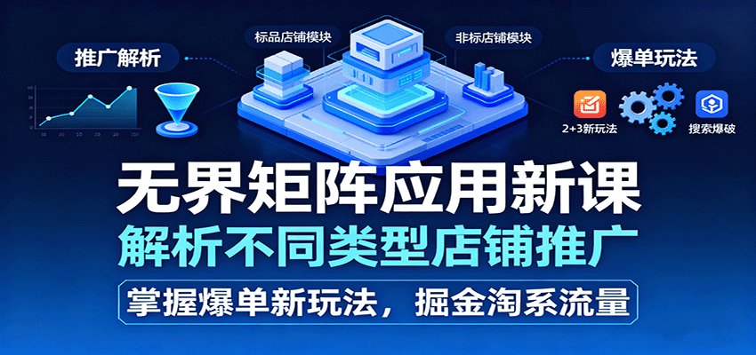 无界矩阵应用新课，解析不同类型店铺推广，掌握爆单新玩法，掘金淘系流量-紫橙资源网