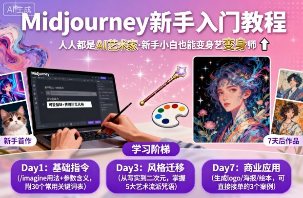 midjourney新手入门教程:人人都是AI艺术家,新手小白也能变身艺术大师-紫橙资源网