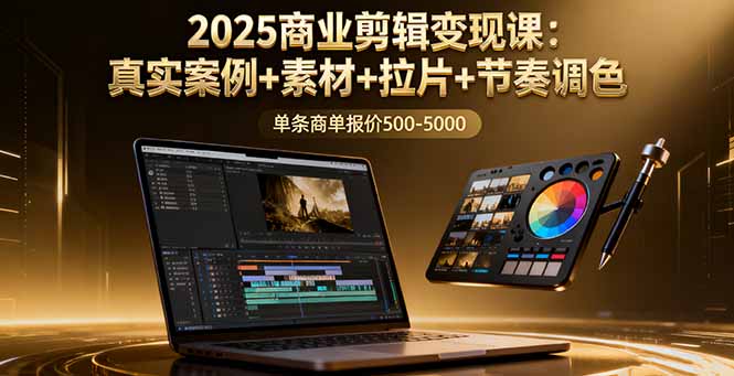 2025商业剪辑变现课：真实案例+素材+拉片+节奏调色，单条商单报价500-5000-紫橙资源网