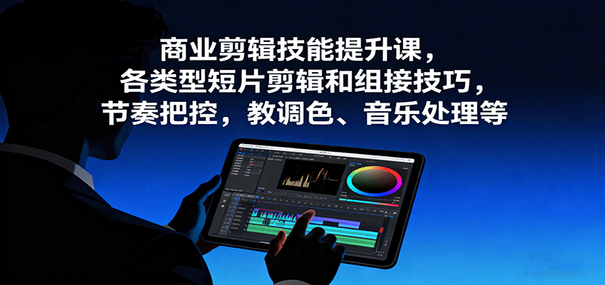 商业剪辑技能提升课，各类型短片剪辑和组接技巧，节奏把控，教调色、音乐处理等-紫橙资源网