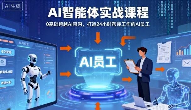 Ai智能体实战课程，0基础跨越Ai鸿沟，打造24小时帮你工作的Ai员工，打破常规，以实战定义Ai-紫橙资源网