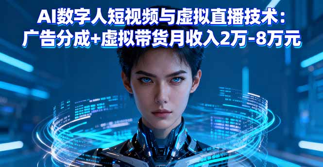 AI数字人短视频与虚拟直播技术:广告分成+虚拟带货月收入2万-8万元-紫橙资源网