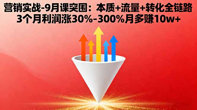 营销实战-9月突围课:本质+流量+转化全链路 3个月利润涨30%-300%月多赚10w+-紫橙资源网