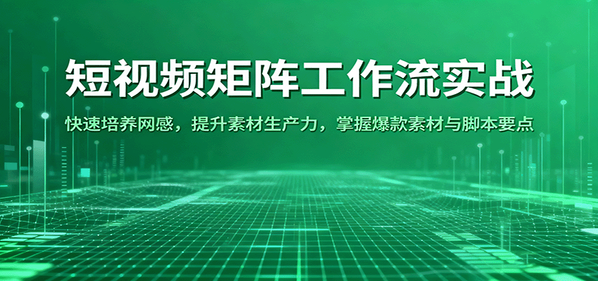 短视频矩阵工作流实战：快速培养网感，提升素材生产力，掌握爆款素材与脚本要点-紫橙资源网