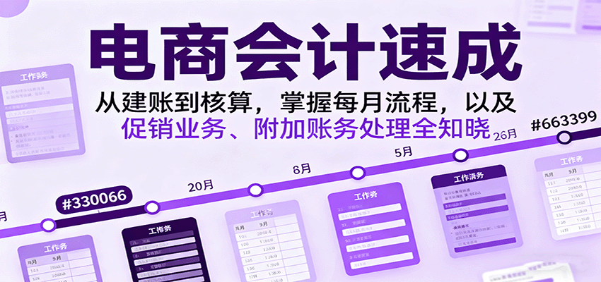 电商会计速成,从建账到核算,掌握每月流程,以及促销业务、附加账务处理全知晓-紫橙资源网