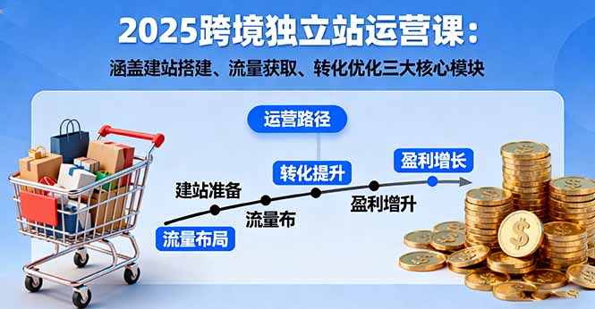 2025跨境独立站运营课：涵盖建站搭建、流量获取、转化优化三大核心模块-紫橙资源网