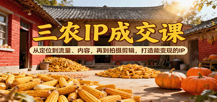 三农IP成交课：从定位到流量、内容，再到拍摄剪辑，打造能变现的IP-紫橙资源网