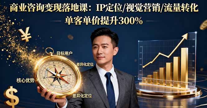 商业咨询变现落地课：IP定位/视觉营销/流量转化，单客单价提升300%-紫橙资源网
