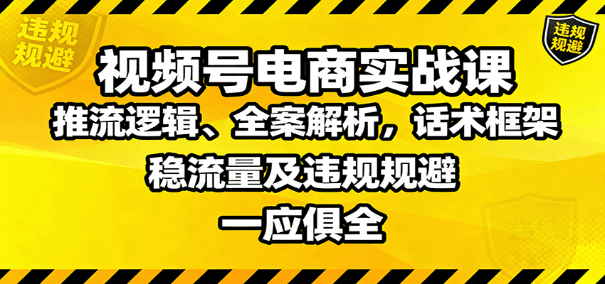 视频号电商实战课：推流逻辑、全案解析，话术框架，稳流量及违规规避等-紫橙资源网