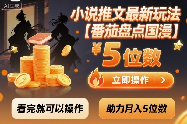 小说推文最新玩法,助力月入5位数【番茄盘点国漫】玩法,看完就可以操作-紫橙资源网