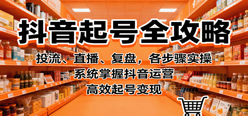 抖音起号全攻略，投流、直播、复盘，各步骤实操，系统掌握抖音运营，高效起号变现-紫橙资源网