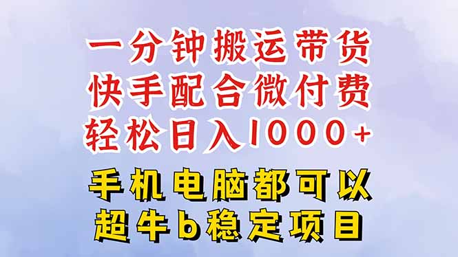 快手黑科技一分钟搬运带货，一刀不剪过原创，微付费投流玩法，轻松日入...-紫橙资源网
