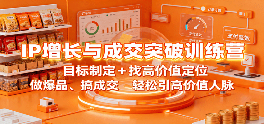 IP增长与成交突破训练营:目标制定+找高价值定位,做爆品、搞成交,轻松引高价值人脉-紫橙资源网