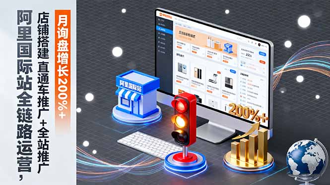 阿里国际站全链路运营,店铺搭建+直通车推广+全站推广,月询盘增长200%+-紫橙资源网