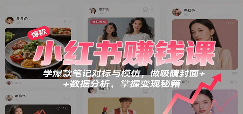 小红书赚钱课：学爆款笔记对标与模仿，做吸睛封面 + 数据分析，掌握变现秘籍-紫橙资源网
