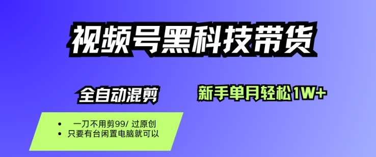 视频号黑科技短视频带货，新手一个月也1W+，纯搬运一刀不用剪，零投入-紫橙资源网