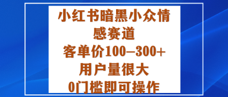 小红书暗黑小众情感赛道，客单价100-300+用户量很大，0门槛即可操作-紫橙资源网