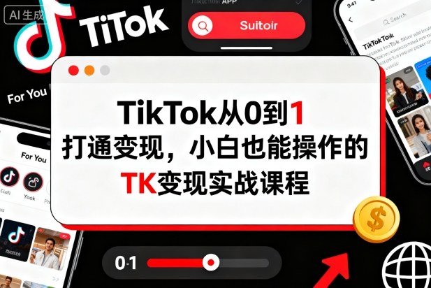 TikTok从0到1打通变现，小白也能操作的TK变现实战课程-紫橙资源网