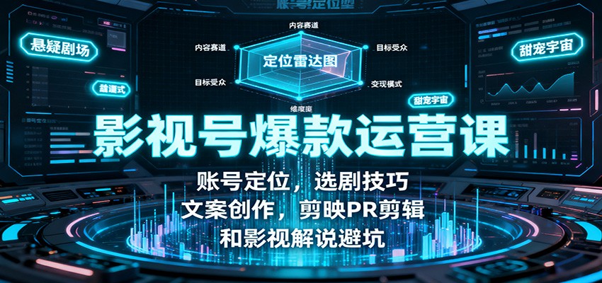影视号爆款运营课：账号定位，选剧技巧，文案创作，剪映PR剪辑和影视解说避坑-紫橙资源网