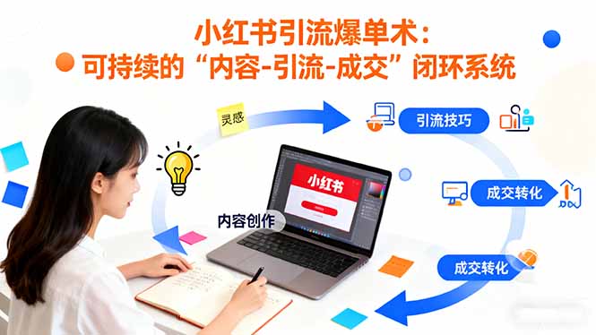 小红书引流爆单术：构建一套低成本 可持续的“内容-引流-成交”闭环系统-紫橙资源网