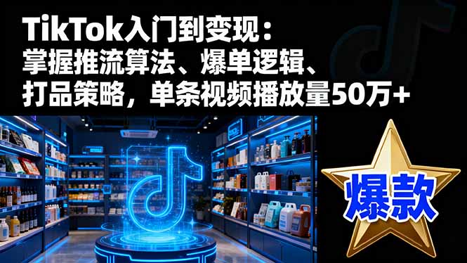 TikTok入门到变现：掌握推流算法、爆单逻辑、打品策略，单条视频播放量50w-紫橙资源网