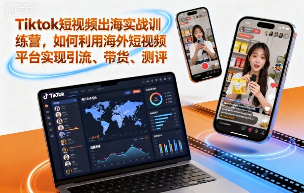 Tiktok短视频出海实战训练营，如何利用海外短视频平台实现引流、带货、测评-紫橙资源网