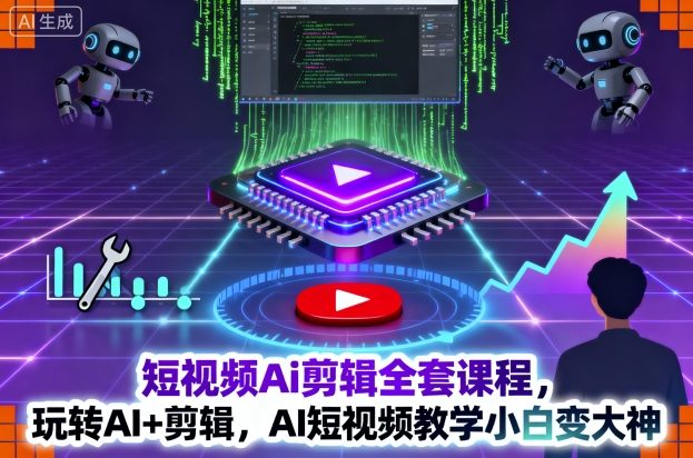 短视频Ai剪辑全套课程，玩转AI+剪辑，AI短视频教学小白变大神-紫橙资源网