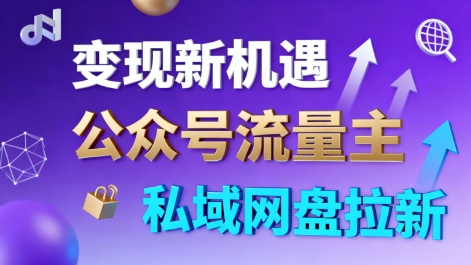 公众号流量主+私域网盘拉新，多方式变现，简单易上手，当天就有收益-紫橙资源网