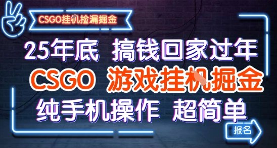 25年底搞钱回家过年，CSGO游戏挂G掘金，纯手机操作超简单-紫橙资源网