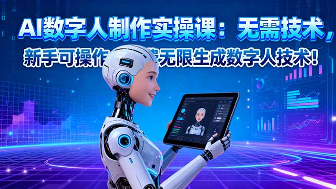 AI数字人制作实操课:无需技术,新手可操作,免费无限生成数字人技术!-紫橙资源网