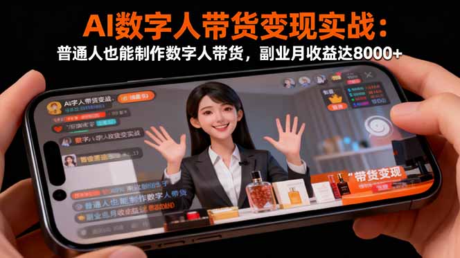 AI数字人带货变现实战:普通人也能制作数字人带货,副业月收益达8000+-紫橙资源网
