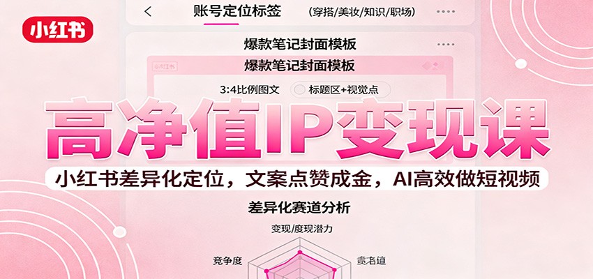 高净值IP变现课：小红书差异化定位，文案点赞成金， AI高效做短视频-紫橙资源网