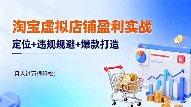 淘宝虚拟店铺盈利实战：定位+违规规避+爆款打造，月入过万很轻松！-紫橙资源网