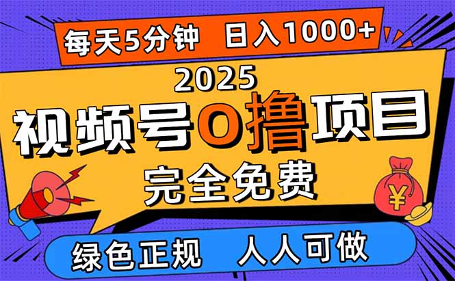 2025视频号0撸项目,5分钟一个号,日入1000+,人人可做-紫橙资源网