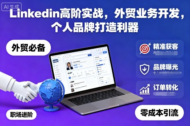Linkedin高阶实战，外贸业务开发，个人品牌打造利器-紫橙资源网