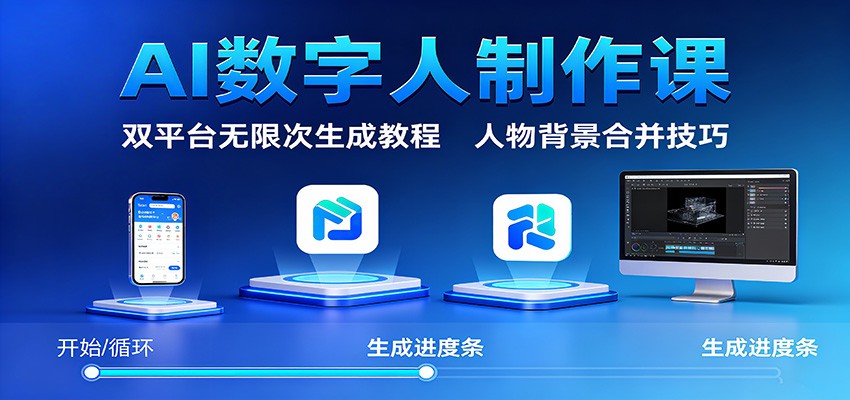 AI数字人制作课:双平台无限次生成教程,人物背景合并技巧-紫橙资源网