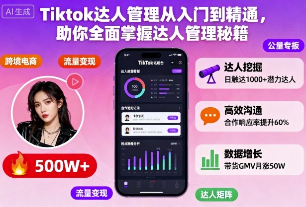 Tiktok达人管理从入门到精通，助你全面掌握达人管理秘籍-紫橙资源网